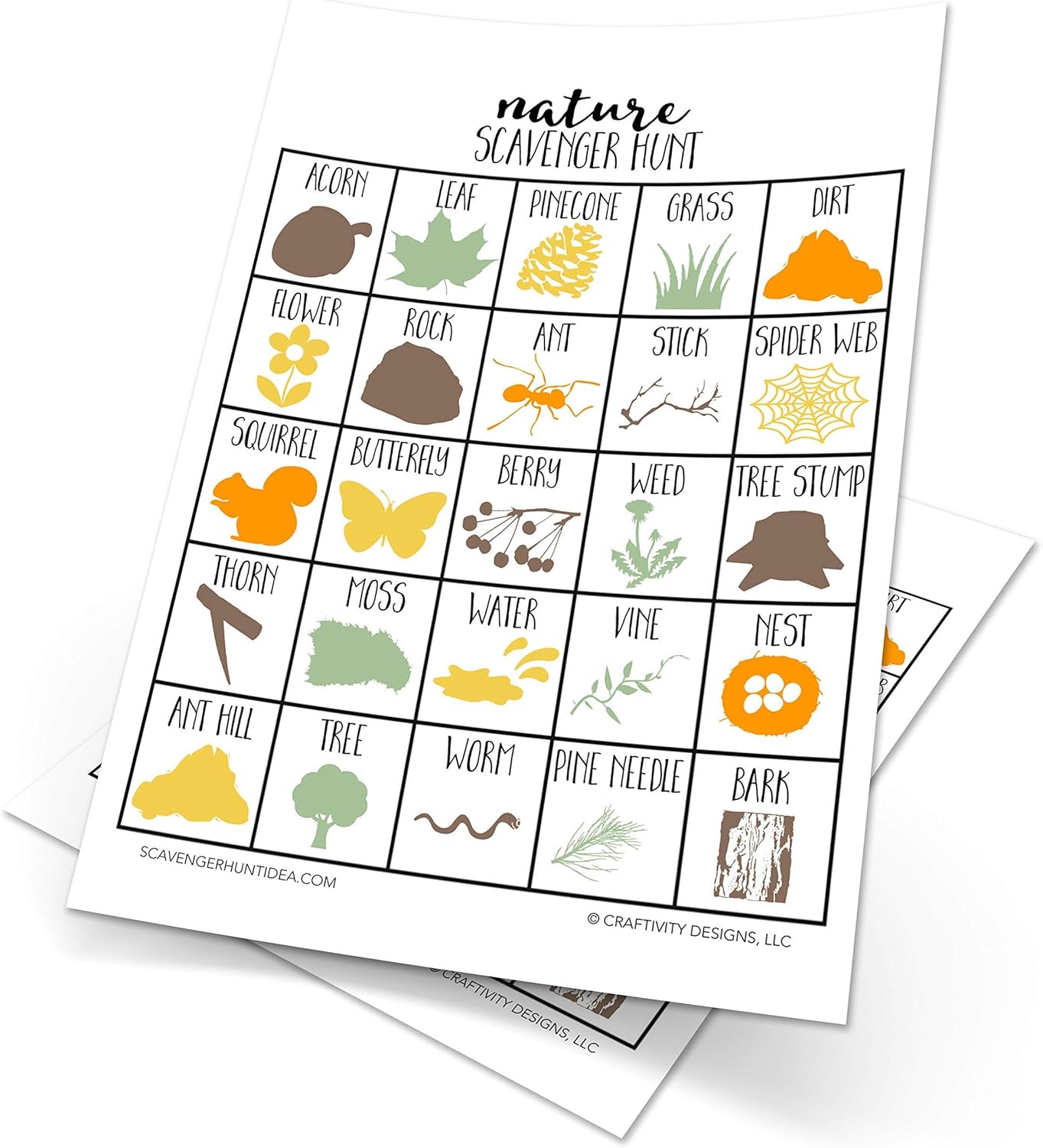 Nature Scavenger Hunt Games for Kids, Outdoor, Birthday Party, Road Trip, Travel Activities, Includes 10 Dry Erase Markers and Cards, Family Game Night