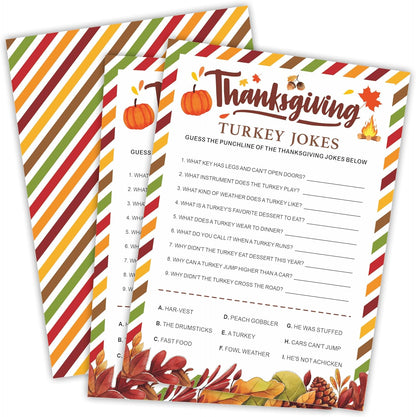 Thanksgiving Scavenger Hunt Game Set, 30 Harvest Stripes Theme Double-Sided Game Cards for Thanksgiving Parties, Family, Friends & Classroom Activities -B04