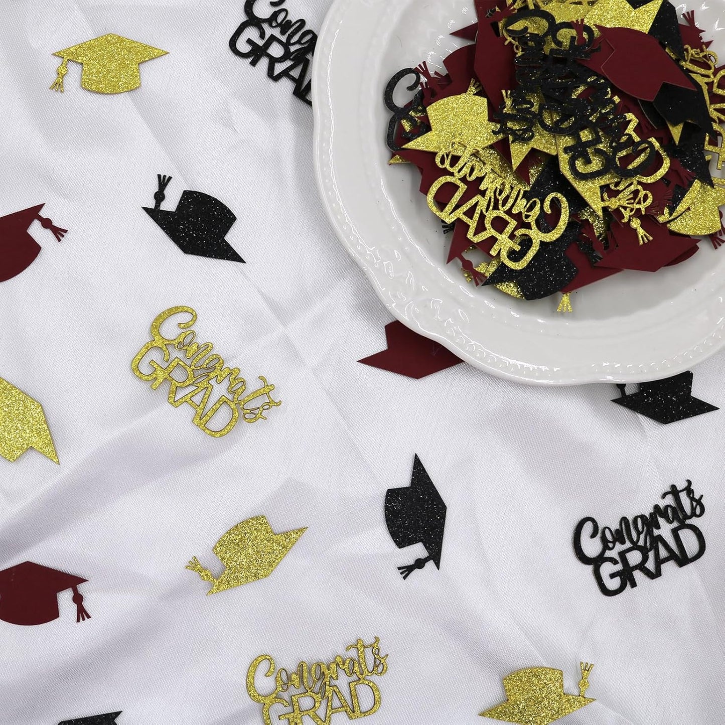 200PC Gold Graduation Confetti Class of 2026 Congrats Grad Confetti for Table Grad Cap Scatters for Graduation party decorations 2026