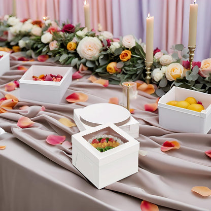 20Pack 12 Inch Cake Boxes With Cake Boards (10 boxes & 10 boards), 12X12X8 Inch White Bakery Boxes With Windown For Cajas Pasteles, Cookie, Pastries,Pie, Wedding, Birthday, Fathers day