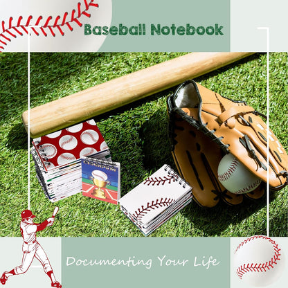 Faccito 32 Pcs Mini Notepads Sports Basketball Baseball Football Soccer Party Supplies Goodie Bag Stuffers Notepads Spiral Mini Notebooks for Reward(Baseball)