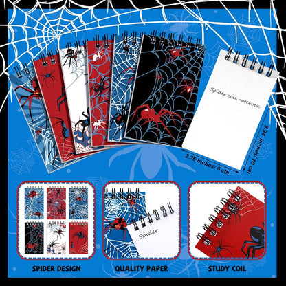 48 Piece Spider Party Favor Include 24 Pcs Notebooks 24 Pcs Ballpoint Pens Red Black Spiders Party Favor Teacher Classroom Rewards Supplies Theme Birthday Partys Gift(Classic)