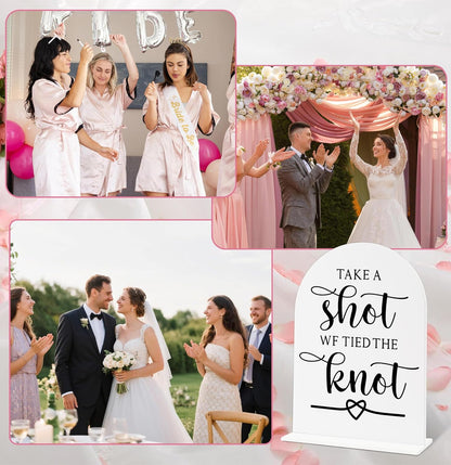 Sign Our Bible Wedding Sign, White Acrylic Wedding Guest Book Sign, Bridal Shower Decor, Elegant Arch Acrylic Table Top Signs for Reception Marriage Engagement Party Decorations