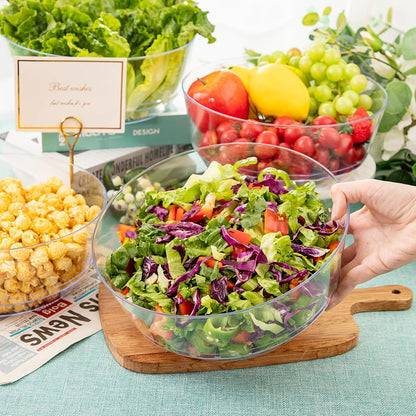 Hioasis 8 Pack Plastic Serving Bowls 128oz Gold Glitter Plastic Bowls Heavy Duty Disposable Serving Bowls for Party Snack & Salad & Candy & Bar Buffet