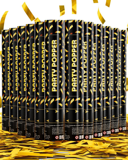 Gold Confetti Cannon Poppers - Party Confetti Shooter Popper for Celebration, Wedding, Birthday, Graduation, New Year's Eve Party(6 Pack)