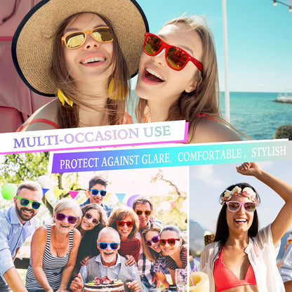 Party Sunglasses Bulk - Adult Retro Plastic Pack of 12 Vintage Sunglasses for Men Women - Party Favors