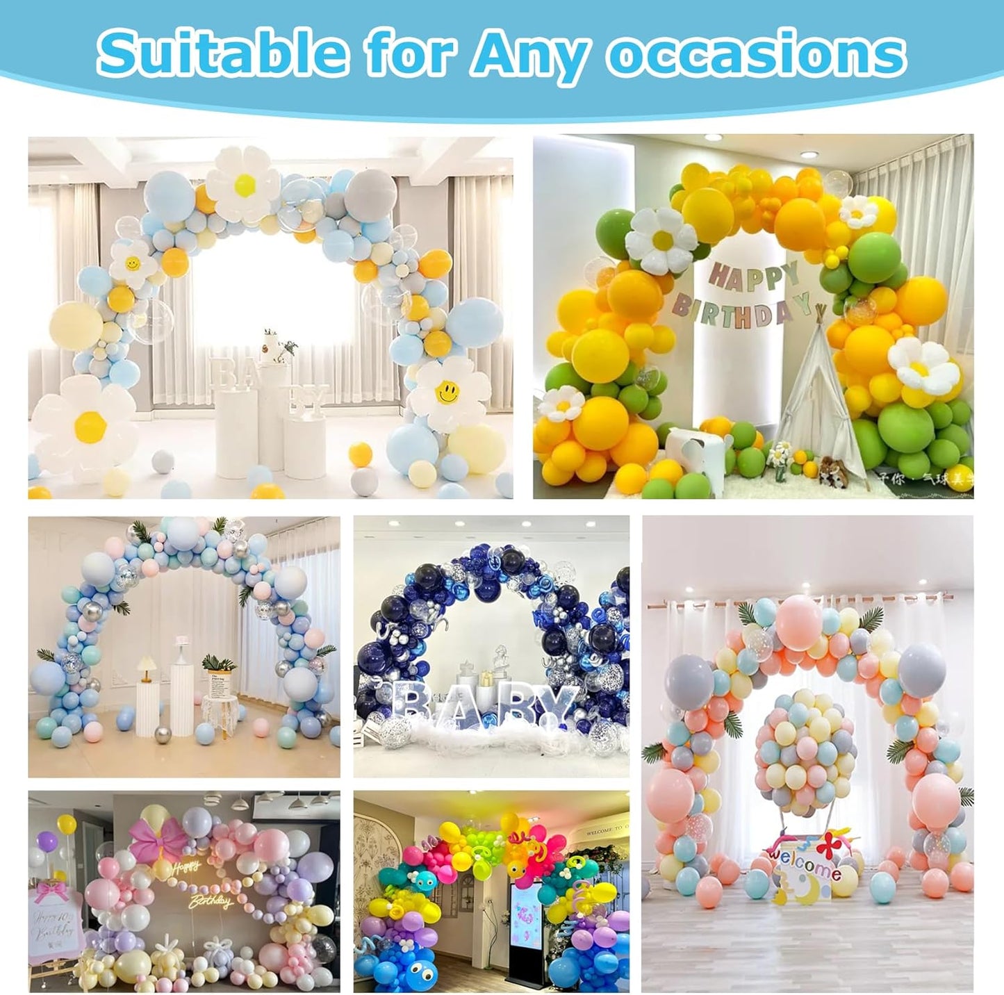 Balloon Arch Kit with Balloon Pump Electric, Improved Balloon Arch Stand with Base for Floor Gender Reveal Wedding Birthday Graduations Party Decorations