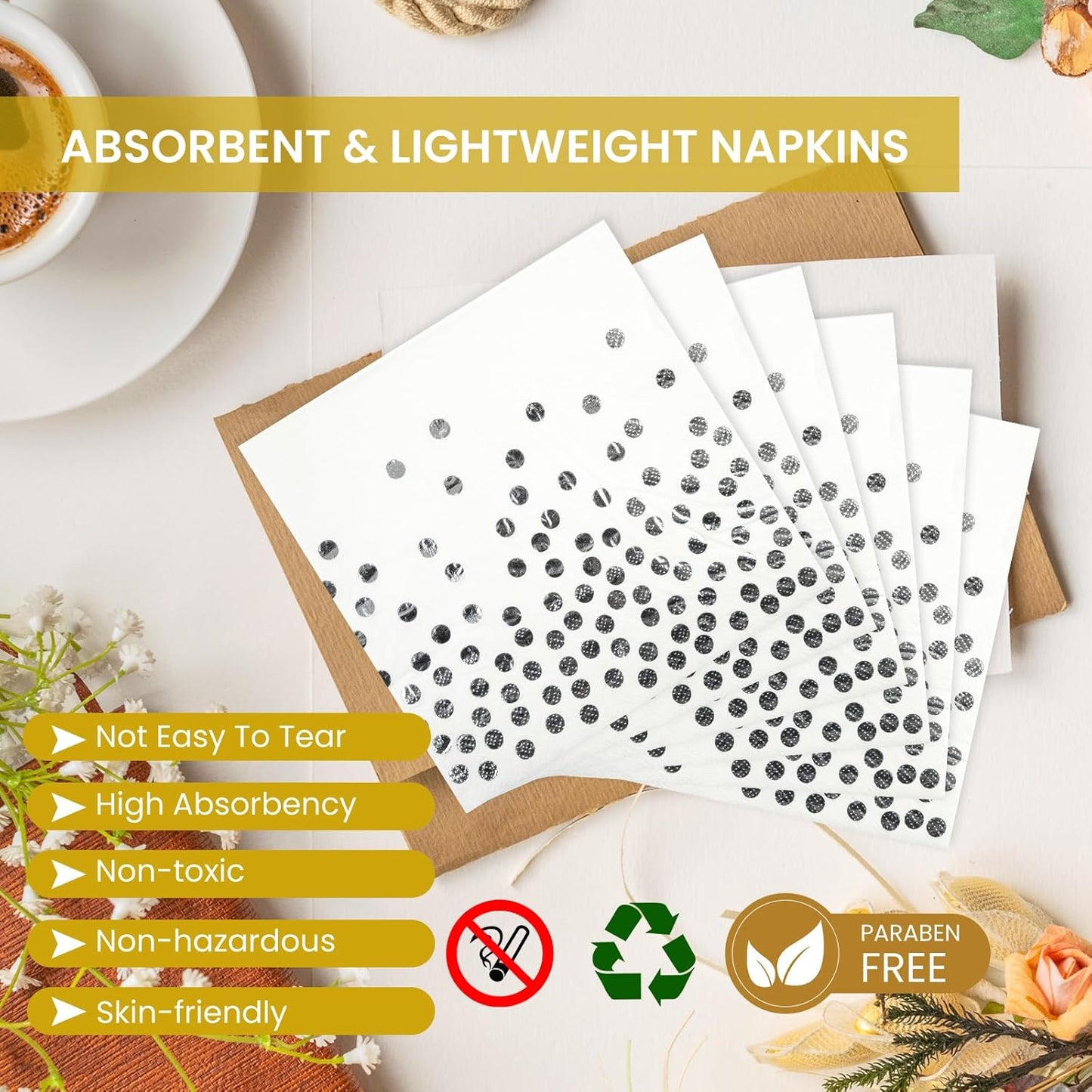 75PCS Paper Plates and Napkins Set - White and Gold Dot Disposable Party Dinnerware Includes Paper Plates, Napkins, Forks Decorations for 2026 New Year, Birthday, Wedding and Holiday, Serves 25