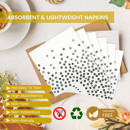 75PCS Paper Plates and Napkins Set - White and Gold Dot Disposable Party Dinnerware Includes Paper Plates, Napkins, Forks Decorations for 2026 New Year, Birthday, Wedding and Holiday, Serves 25