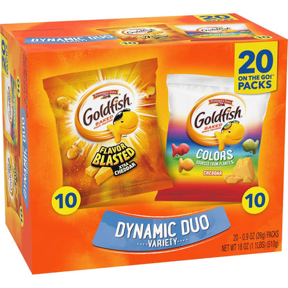 Goldfish Crackers Big Smiles Variety Pack with Cheddar, Colors, and Pretzels, Snack Packs, 30 Ct