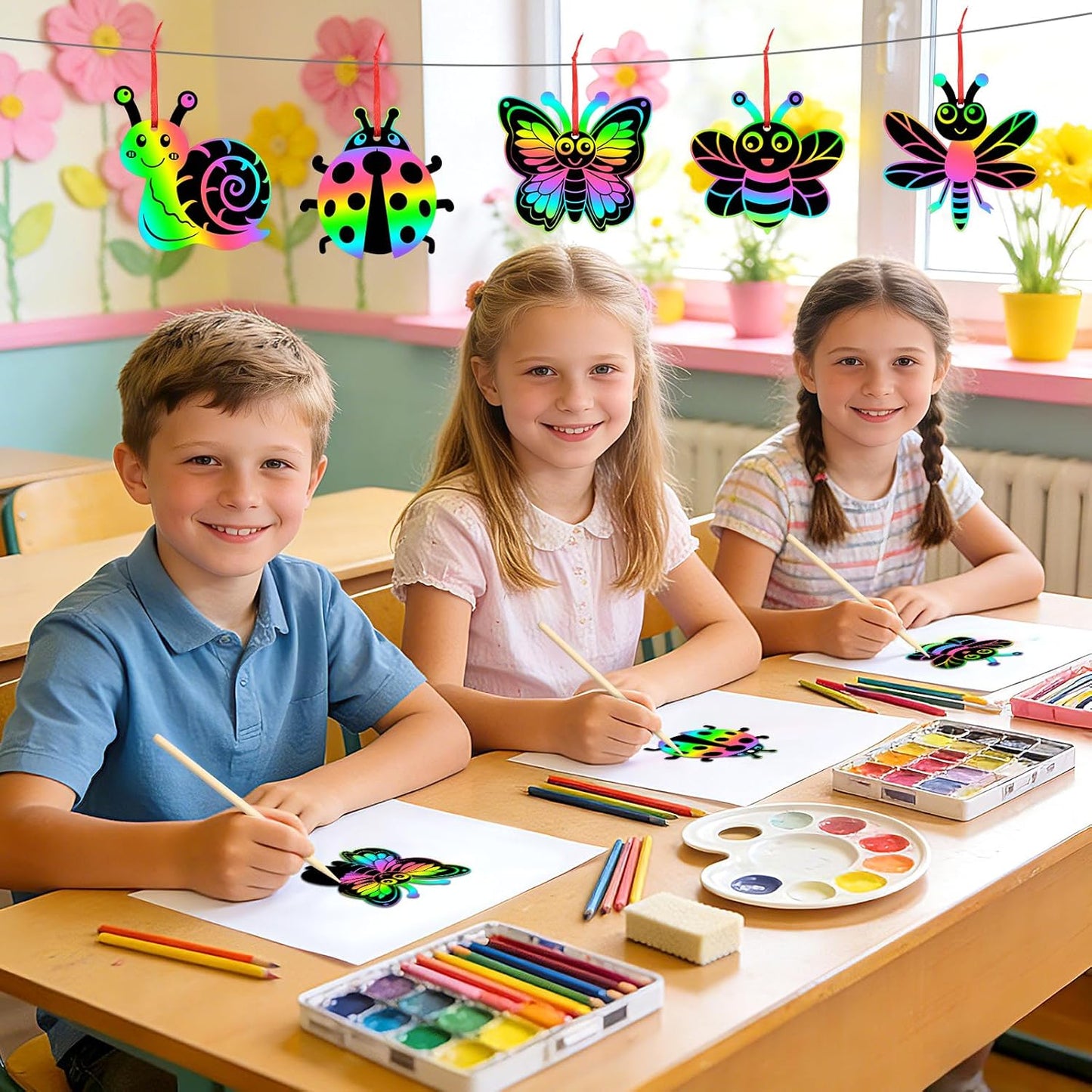 JULMELON 36 PCS Ocean Crafts, Rainbow Scratch Art Under The Sea Party Favors DIY Magic Color Summer Ocean Animals Scratch Cards for Summer Party Favors School Activities