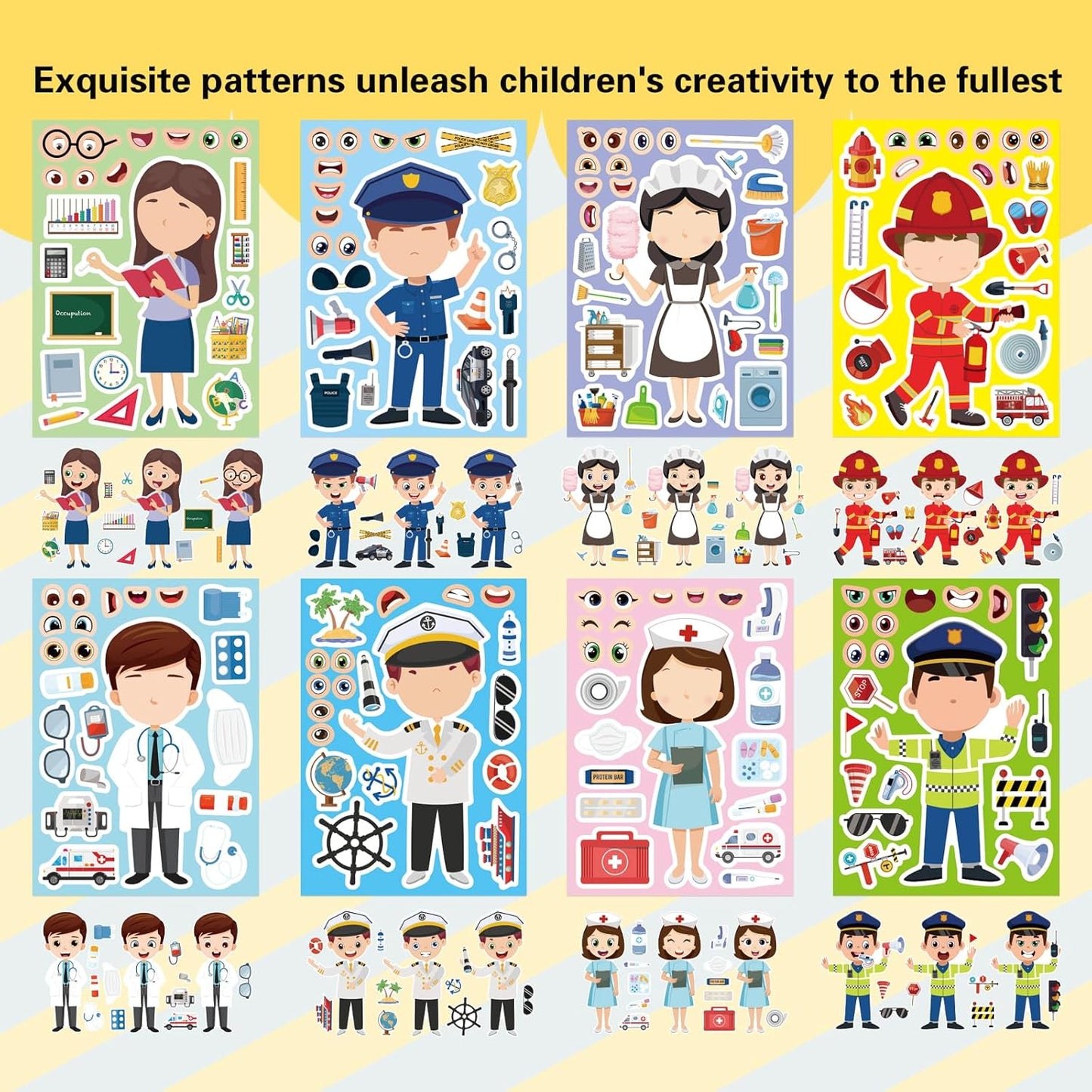 24 Sheets Make a Face Stickers for Kids Toddlers, Make Your Own Animal Mix and Match Sticker Sheets with Sea Animals Horses Dinosaurs Unicorns for Kids Crafts Party Favors Goodie Bags Stuffers