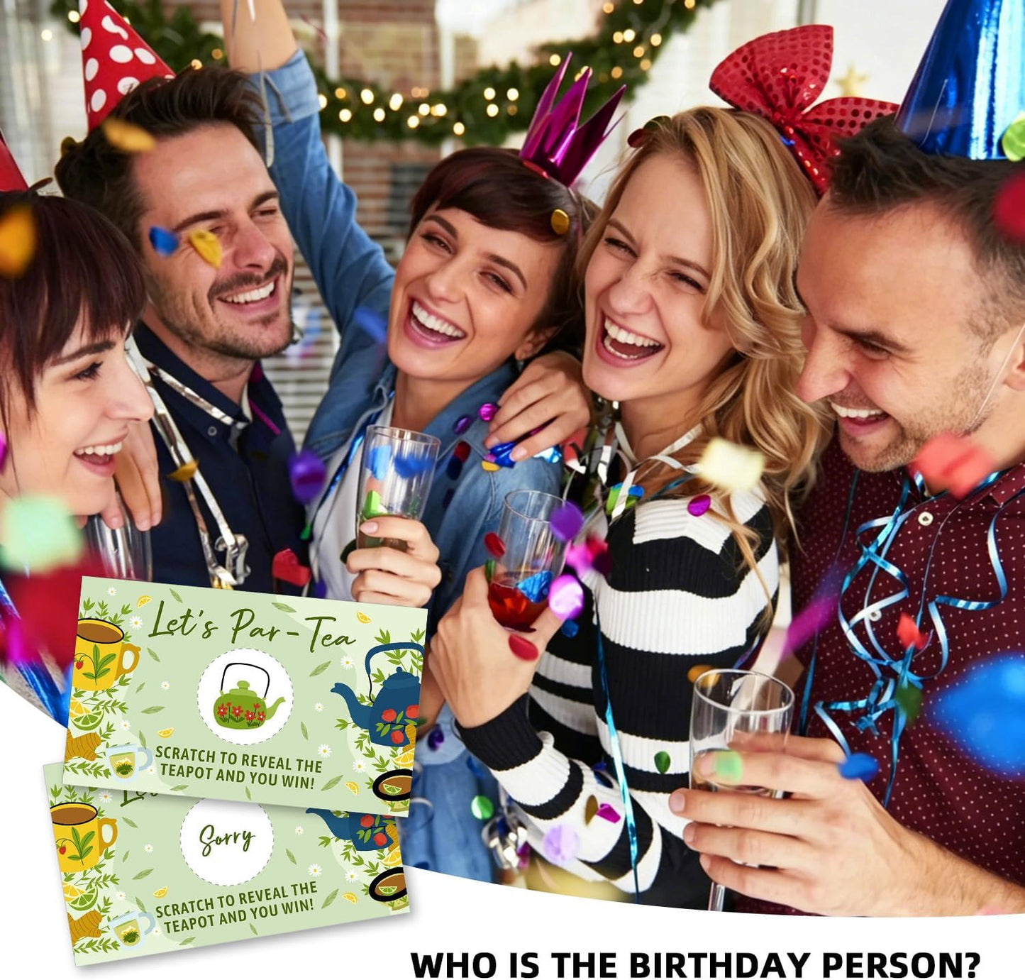 Let's Par Tea Theme Funny Party Game Scratch Off Cards 32Pcs, Lady Tea Party Holiday Event Raffle Tickets, Lottery Game for Group Activity Engagement Bachelorette Party Game, Bridal Shower