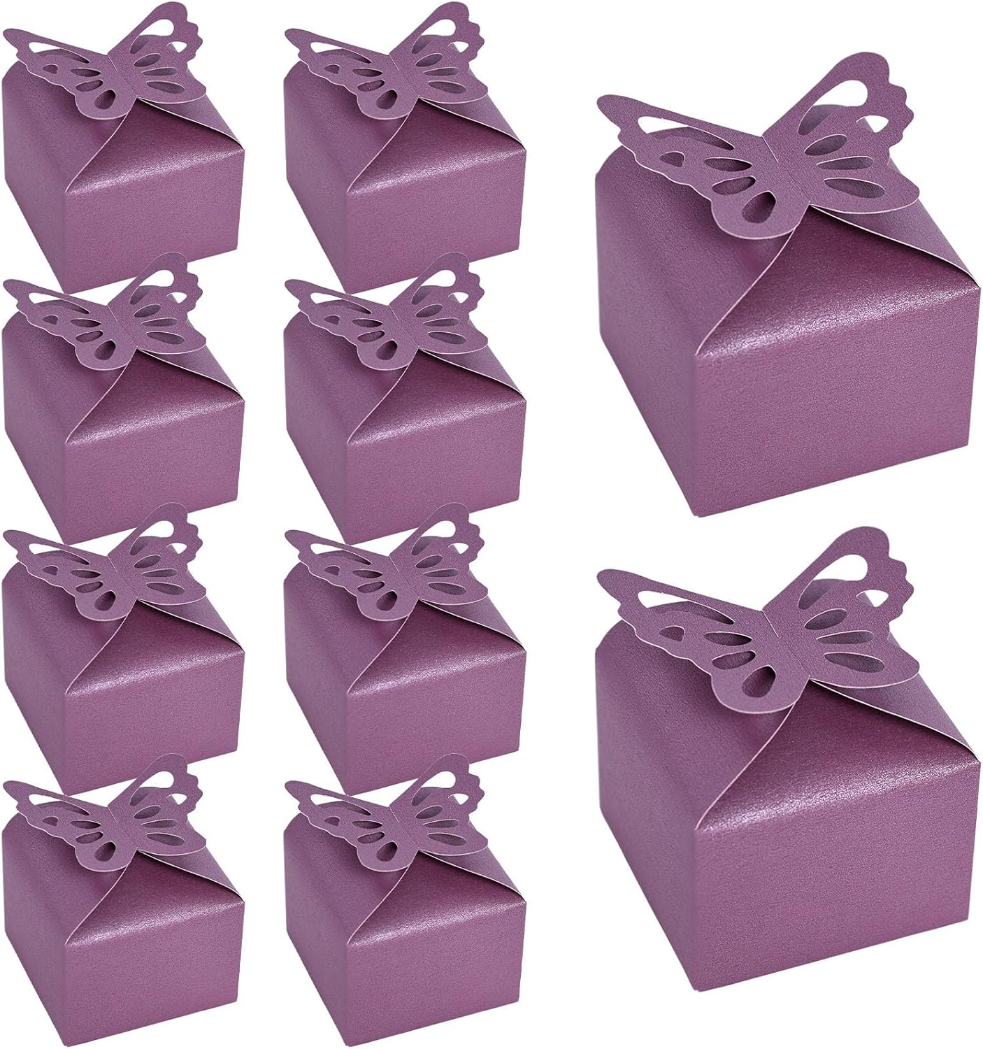 VGOODALL 50PCS Party Favor Boxes, 2.4" x 2.4" x 1.8" 3D Butterfly Candy Boxes White Baby Shower Favors for Wedding Birthday Party Gift