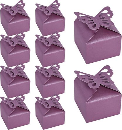 VGOODALL 50PCS Party Favor Boxes, 2.4" x 2.4" x 1.8" 3D Butterfly Candy Boxes White Baby Shower Favors for Wedding Birthday Party Gift
