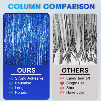 Voircoloria 3 Pack 3.3x8.2 Feet Gold Foil Fringe Backdrop Curtains, Tinsel Streamers, Fringe Backdrop for 2025 New Years Eve, Graduation, Birthday, Baby Shower, Gender Reveal, Disco Party - Colors A