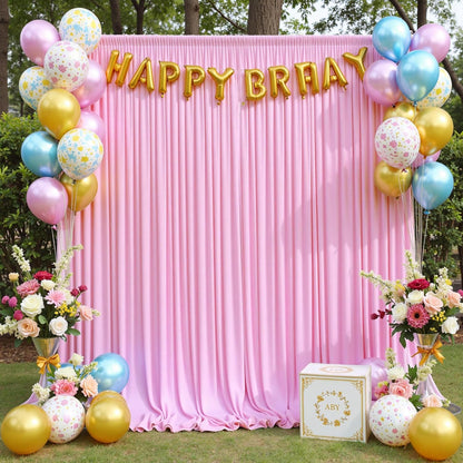 10ftx10ft Black Backdrop Curtains for Weddings Parties, Wrinkle Free 2 Panels Silky Polyester Photo Backdrop Drapes Back Drop Cloth Drapery for Birthday Mother'sDay Photography Background