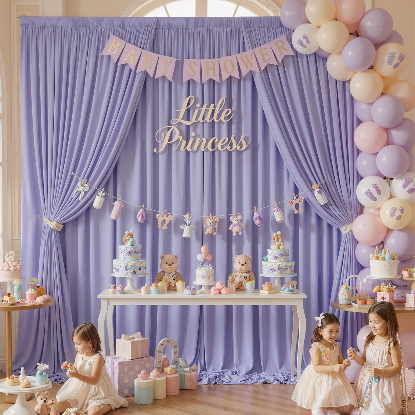 10ftx10ft Black Backdrop Curtains for Weddings Parties, Wrinkle Free 2 Panels Silky Polyester Photo Backdrop Drapes Back Drop Cloth Drapery for Birthday Mother'sDay Photography Background