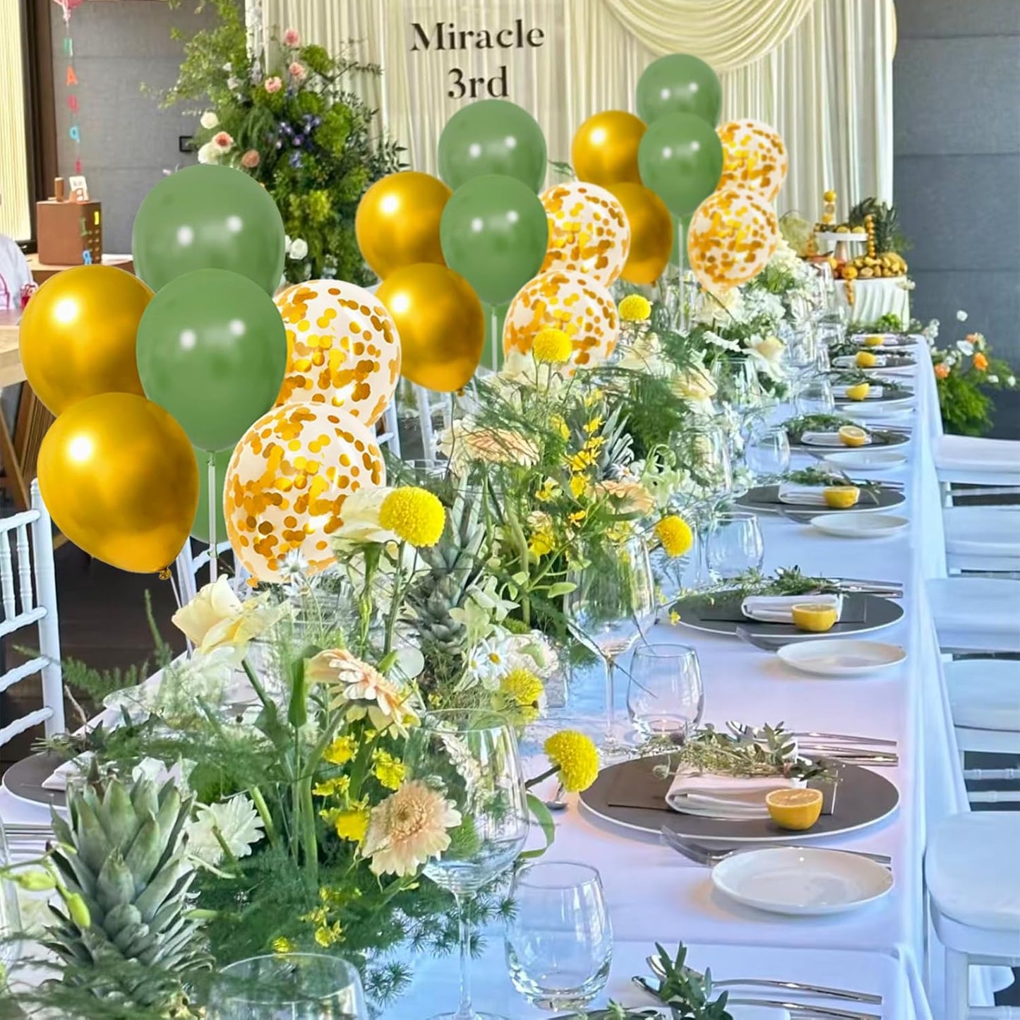 6 Set Balloon Stand Kit for Table Centerpieces With Balloon and Base Party Decorations for Birthday Wedding Retirement Graduation Baby Shower (Black Gold)