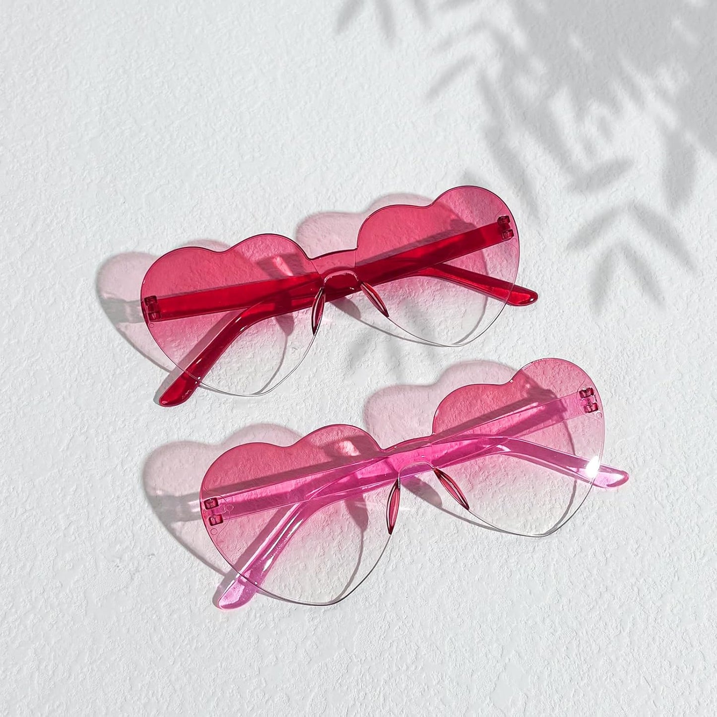 Matcheck 16 Heart Shaped Rimless Sunglasses Transparent Candy Colored Glasses Frameless Party Eyewear for Women