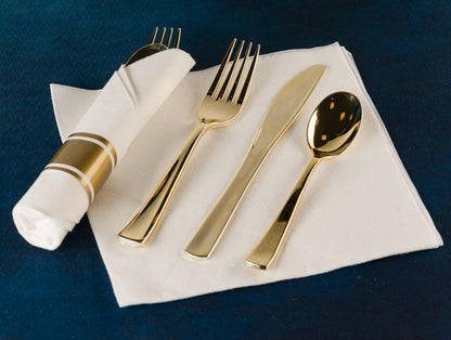 Plastic Cutlery Silverware Extra Heavyweight Disposable Flatware, Full Size Cutlery Combo, Polished Silver, 80 Forks, 40 Spoons, 40 Knifes, Value Pack 160 Count