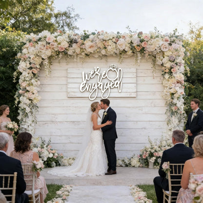 We're Engaged Sign,Wooden Wedding Decor for Backdrop with Diamond Accent,Just Engaged Sign, Engagement Welcome Sign, We’re Engaged Welcome Sign, Engaged Signs, Bridal Shower Decorations Photo Booth Props