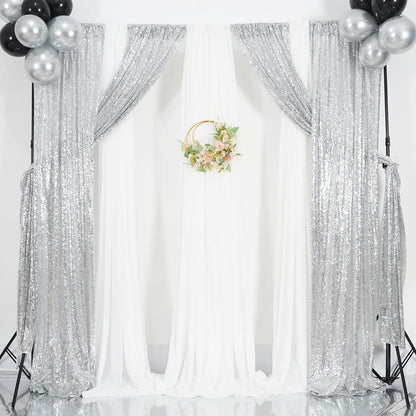 Poise3EHome Black Sequin Backdrop Curtains, 2 Panels 2FTx8FT Glitter Photo Booth Backdrop for Halloween Birthday Bachelorette Wednesday Twilight Party Decorations