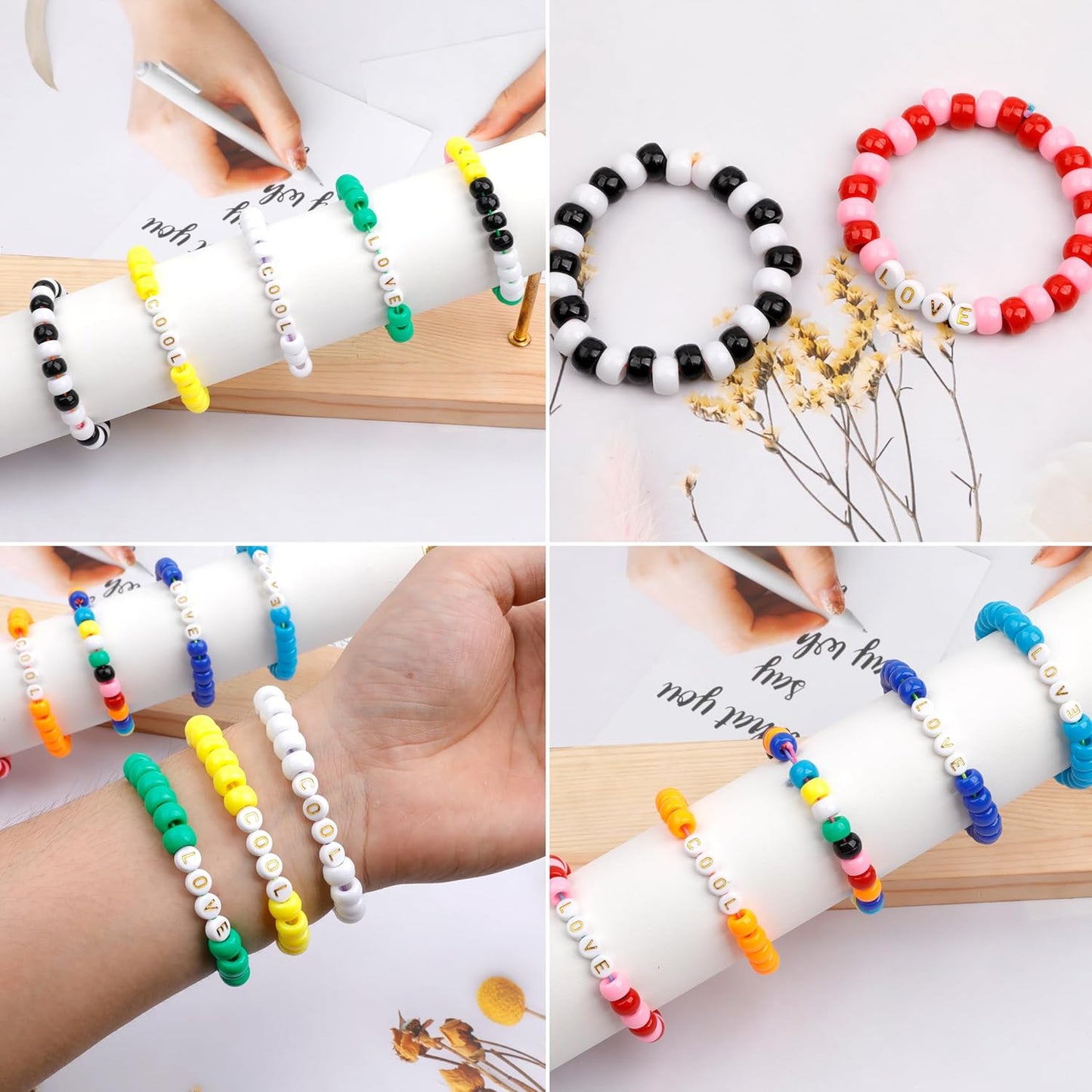 1000Pcs Glow in The Dark Pony Beads 9mm Plastic Kandi Beads Bulk for Friendship Bracelet Necklace Craft Jewelry Making Beads for Hair Braids 9 Color