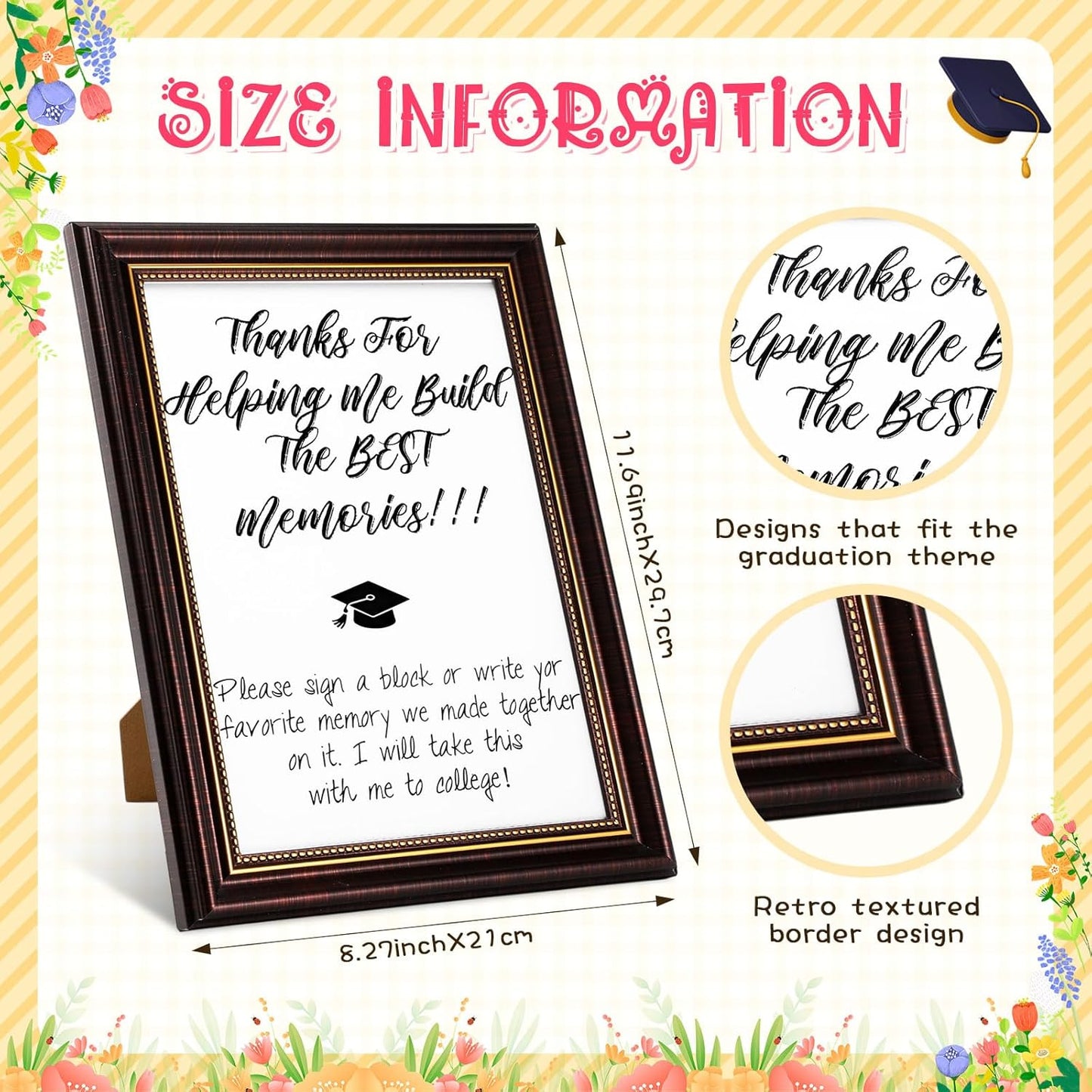 Gerrii 72 Pcs 2026 Graduation Guest Book Alternative for Sign in, 54 Wooden Block 16 Pens and Grad Photo Frame for Congrats Grad Party Supplies College High School (Black Photo Frame)