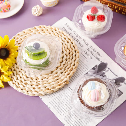 NPLUX 60 Pack Individual Cupcake Containers Plastic Cupcake Boxes Cupcake Holders Stackable Deep Dome Cupcake Carrier
