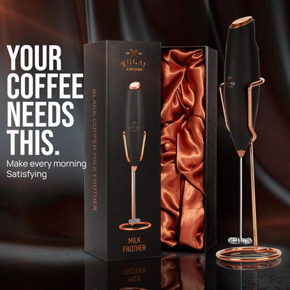 Zulay Kitchen Powerful Milk Frother Wand With Duracell Batteries - Ultra Fast Handheld Drink Mixer - Electric Whisk Foam Maker for Coffee, Lattes, Cappuccino & Matcha - Z1 Motor - Black - Colors B