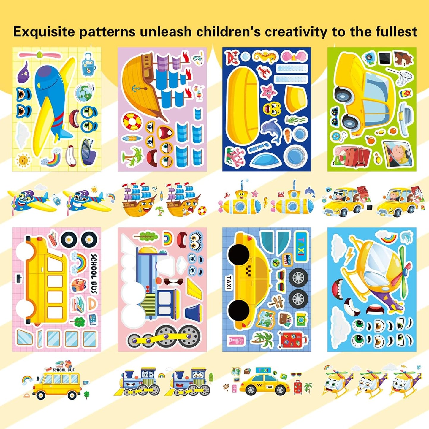 24 Sheets Make a Face Stickers for Kids Toddlers, Make Your Own Animal Mix and Match Sticker Sheets with Sea Animals Horses Dinosaurs Unicorns for Kids Crafts Party Favors Goodie Bags Stuffers