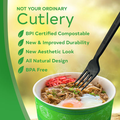 Compostable Cutlery Set, Plant-Based Compostable Utensils Disposable, Dishwasher-Safe Compostable Silverware, 380-Piece Disposable Cutlery, Plant a Tree with Every Box, Ivory White