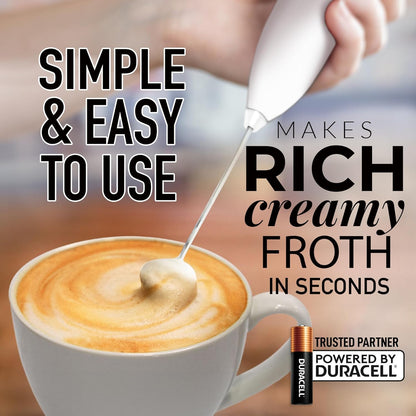 Zulay Kitchen Powerful Milk Frother AA Batteries Included – Ultra Fast Handheld Drink Mixer with Stainless Steel Whisk Stirrer for Coffee, Protein, Matcha & More, Frother Wand Electric Frothmate Black - Colors E