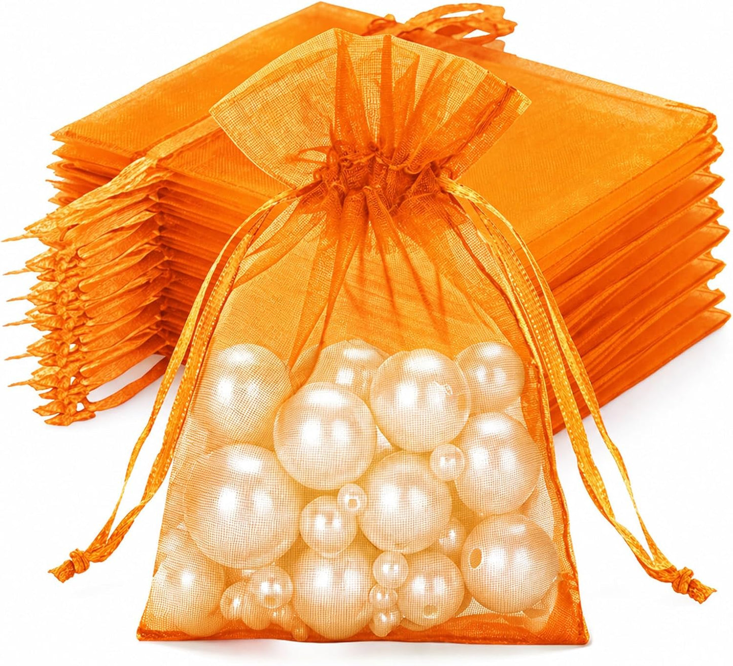 joycraft 50Pcs Organza Bags, 2x3 inch Gift Favor Bags, White Wedding Favor Bags, Jewelry Pouches with Drawstring, Mesh Bags Drawstring for Jewelry, Festival, Makeup, Candy, Desserts