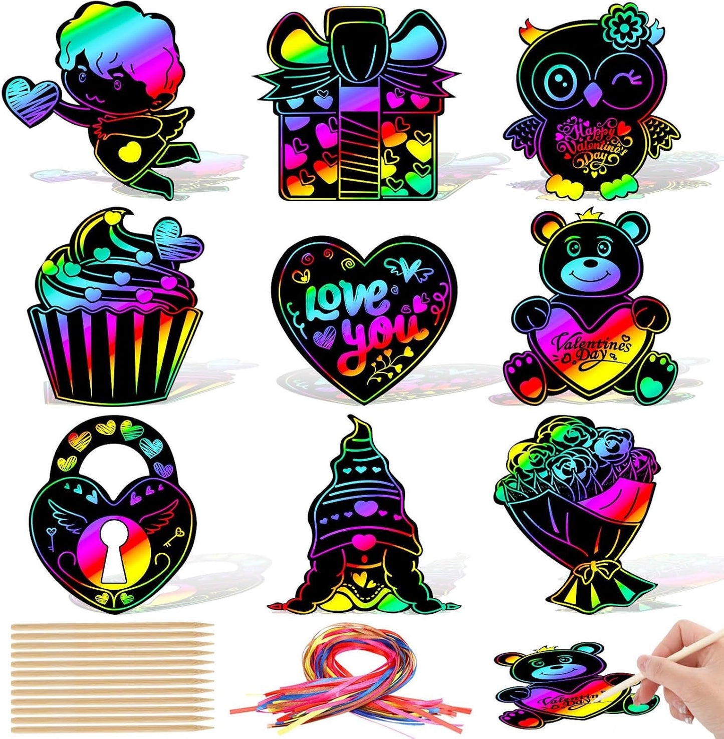 JULMELON 36 PCS Ocean Crafts, Rainbow Scratch Art Under The Sea Party Favors DIY Magic Color Summer Ocean Animals Scratch Cards for Summer Party Favors School Activities