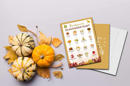 Gihyan Thanksgiving Scavenger Treasure Hunt Game- Fall Pumpkin Party Games Cards, Autumn Activities for Adults, Holiday Hunt for Friends, Thanksgiving Party Supplies Decorations(30 Pack)-01