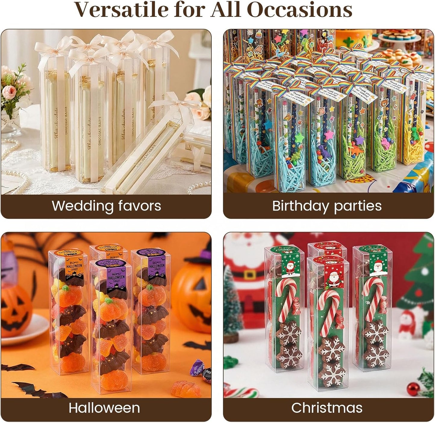 VGOODALL 100 Pcs Clear Favor Boxes, 2x2x2 Inch Small Transparent Cube Gift Boxes for Candy, Macarons, Jewelry, Wedding, Birthday, Baby Shower Party Favors