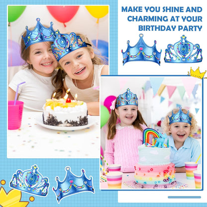 Yaomiao 44 Pcs Birthday Foam Crowns for Kids Princess Tiaras King Hat Bulk Diamond Sticker Kits for Crown Party Supplies
