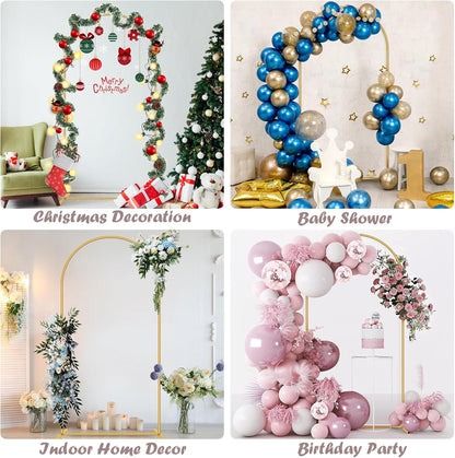 Metal Arch Backdrop Stand 7.2FT+6FT Wedding Arch Backdrop Stand Set of 2 Gold Arch Backdrop Stand for Valentines Day Party Wedding Ceremony Baby Shower Birthday Floral Balloon Decration