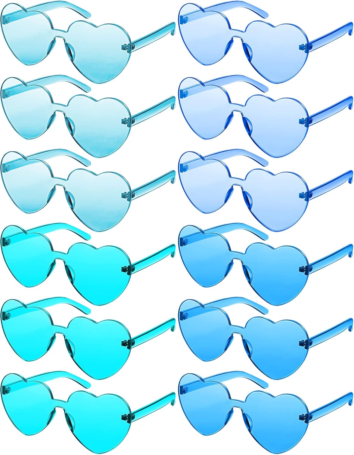 Photect 12 Pair Heart Shaped Sunglasses Neon Color Transparent Heart Glasses for Women Party Favor