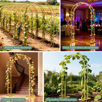 WellSign Wedding Arch Backdrop Stand 7.2FT, 6FT Set of 2, Gold Metal Balloon Arch kit Stand for Gender Reveal Ceremony Engagement Anniversary Bridal Valentine Party Event Decoration