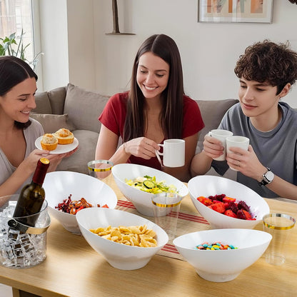 BESTVIP 54oz Clear Plastic Serving Bowls for Party - 12 Pack Angled Disposable Serving Bowls, Party for Chips, Snacks, Fruit, Salad - Bowls for Parties, Daily Use, Catering, Christmas