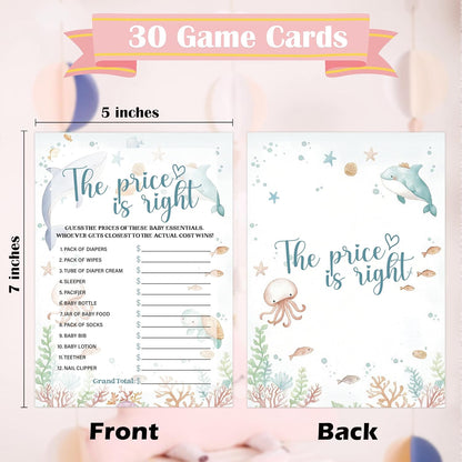 Under The Sea Baby Shower Bingo Game, Pack of 30 Game Cards, Sea Creatures Ocean Shower Game, Gender Reveal Party Decorations, Gender Neutral - KR77