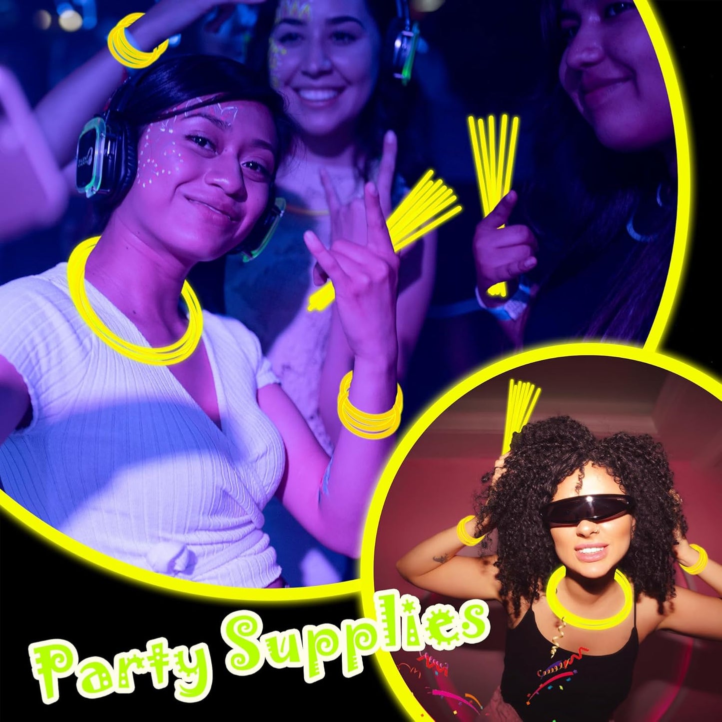 100 pk 8" Glow Sticks Bulk Party Favors, Light up Glow Necklaces & Bracelets in the Dark Party Supplies For Christmas Halloween 4th of July Birthday Neon Party (100 * Blue)