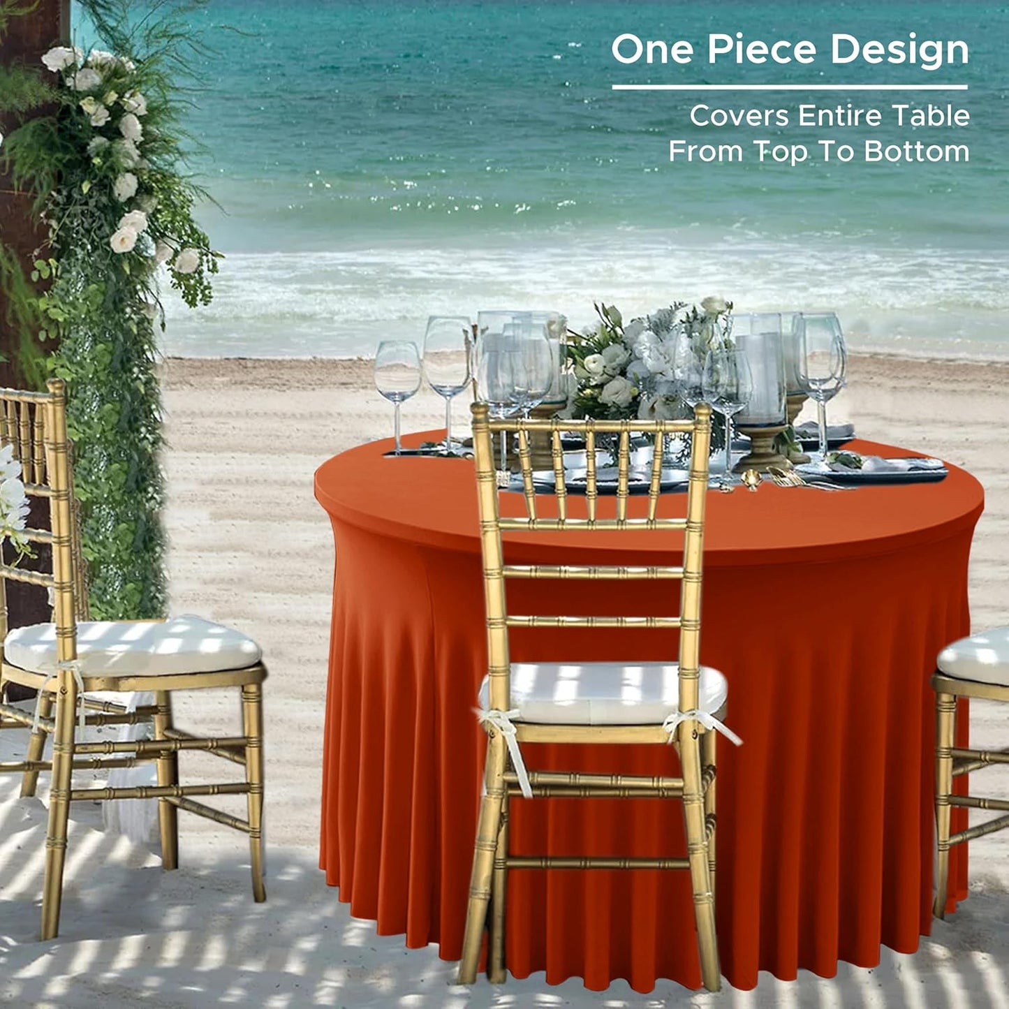 HolidayIdeas 2 Pack Spandex Table Skirt for 6 Ft Rectangle Tables, Black Fitted Stretch Tablecloth 30 x 72 Inch, Wrinkle Resistant Ruffle Design for Wedding Banquets, Trade Shows, Parties
