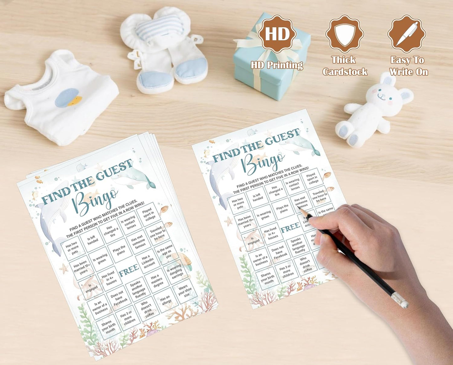 Under The Sea Baby Shower Bingo Game, Pack of 30 Game Cards, Sea Creatures Ocean Shower Game, Gender Reveal Party Decorations, Gender Neutral - KR77