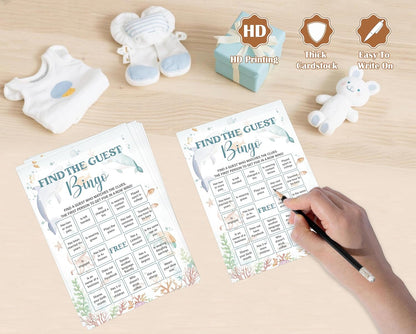 Under The Sea Baby Shower Bingo Game, Pack of 30 Game Cards, Sea Creatures Ocean Shower Game, Gender Reveal Party Decorations, Gender Neutral - KR77
