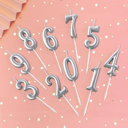 PHD CAKE 10-Pieces Pink Numeral Birthday Candles, Cake Numeral Candles Number 0-9 Glitter Cake Topper Decoration for Birthday,Wedding Anniversary,Party Celebration