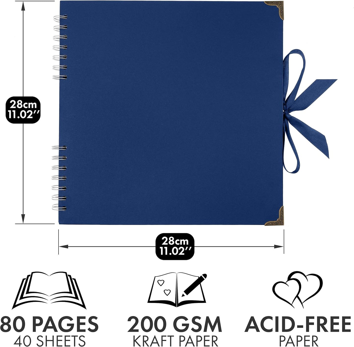 Bstorify Scrapbook Album 60 Pages (8 x 8 Inch) Brown Thick 200gsm Kraft Paper, Photo Album Scrapbook, Memory Book - Ideal for Your Scrapbooking Albums Art & Craft Projects